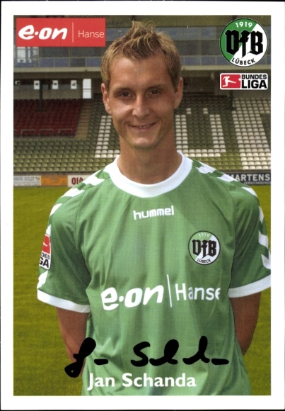 Autograph card footballer Jan Schanda, VfB Lübeck, autograph
