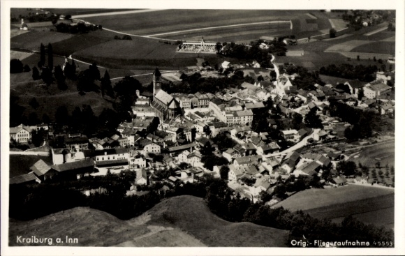 Postcard Kraiburg am Inn Upper Bavaria, aerial photograph