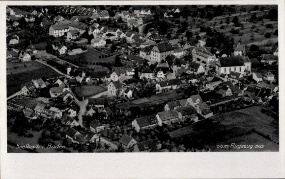 Postcard Seelbach Baden Württemberg, aerial photography, panoramic view
