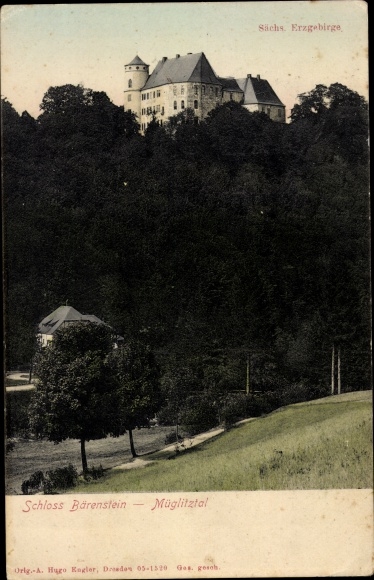 Postcard Bärenstein Altenberg in the Ore Mountains, Bärenstein Castle, Müglitztal