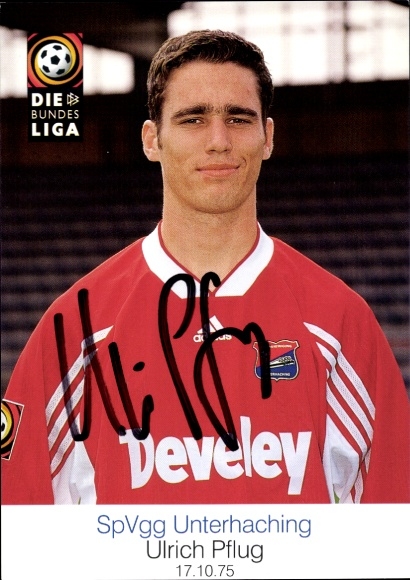 Autograph card footballer Ulrich Pflug, SpVgg Unterhaching, autograph
