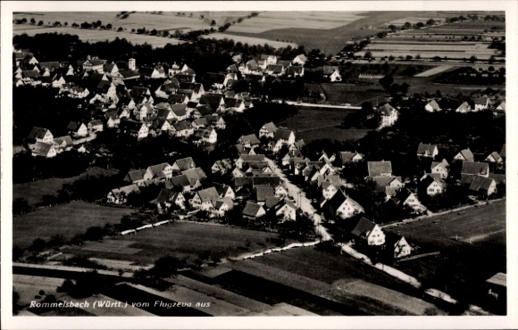 Ak Rommelsbach Reutlingen in Württemberg, Luftaufnahme von  Städtische Wohnhäuser, 1939, Schwarz-