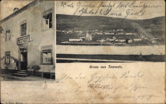 Postcard Temmels Rheinland Pfalz, inn, view of the town