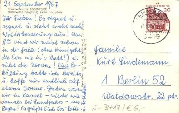 Postcard Bodenfelde on the Weser, Reiherbachplatz