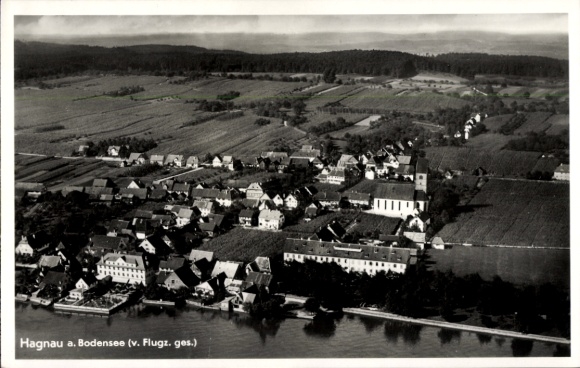 Postcard Hagnau am Bodensee, aerial photograph