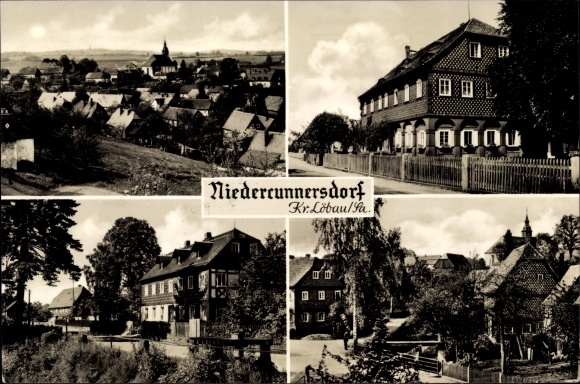 Ansichtkaart Niedercunnersdorf Kottmar in Oberlausitz, overzicht, gedeeltelijke weergaven