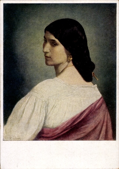 Artist Postcard Feuerbach, Anselm, portrait of a Roman Woman
