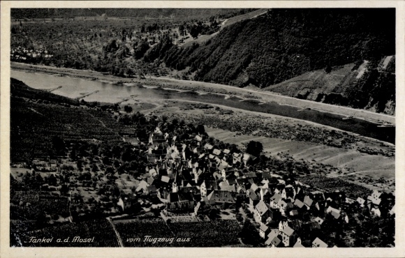 Postcard Bruttig Fankel on the Moselle, aerial photograph