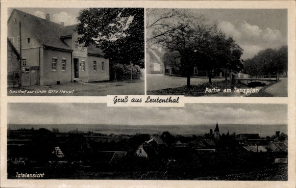 Postcard Leutenthal in the Weimar region, Gasthof zur Linde by Otto Haupt, at the Tanzplan, total view