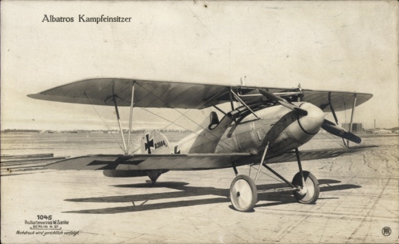 Postcard Albatros single-seater fighter, German military aircraft, Biplan, D 2004/17, Sanke 1045