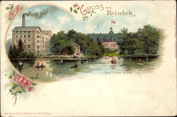Chromo-Litho Reinbek in Schleswig Holstein, view of Hotel Schloss Reinbek