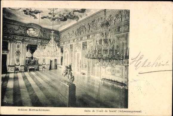 Ak Herrenchiemsee Herreninsel Chiemsee Opper-Beieren, Kasteel, Ox-Eye Hall