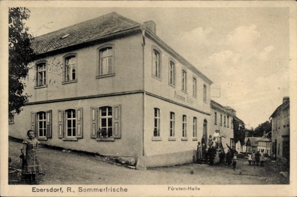 Postcard Ebersdorf in Thuringia, Forsthaus R. Summer resort, Prince's Hall, rural scenery