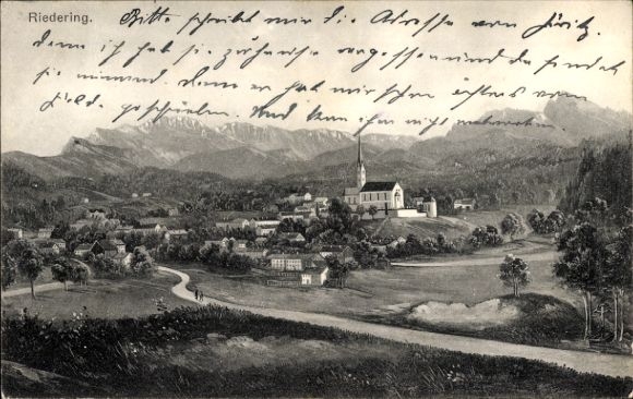 Postcard Riedering in Upper Bavaria, general view