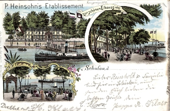litho Schulau Wedel aan de Elbe, etablissement met prachtig uitzicht op de Elbe
