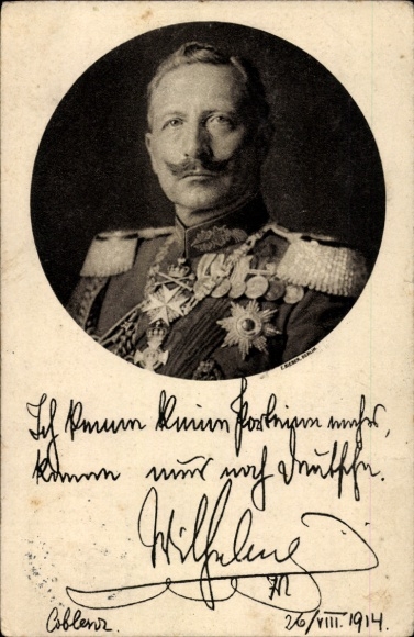 Postcard Kaiser Wilhelm II., Portrait, I no longer know any parties, quote 1914