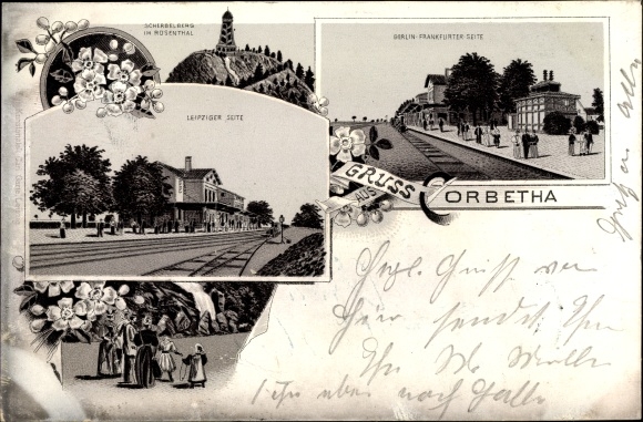 Chromo-Litho Corbetha Korbetha Schkopau in the Saalekreis, station, Scherbelberg