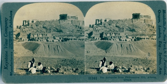 Stereo Photo Athens Greece, The Acropolis from Philapoppos Hill