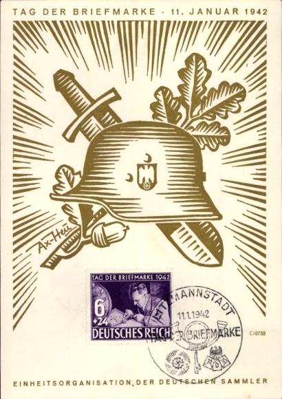 Künstler Ak Axster Heudtlaß, Tag der Briefmarke 1942, KdF