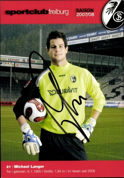 Autogrammkarte Fußballer Michael Langner, SC Freiburg, Autogramm