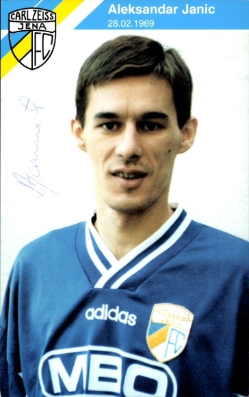Handtekeningkaart voetballer Aleksandar Janic, FC Carl Zeiss Jena, handtekening