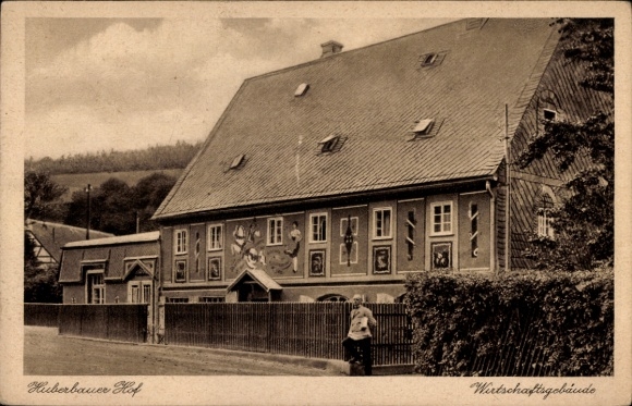 Ak Herold Thum im Erzgebirge Sachsen, Huberbauer Hof, Wirtschaftsgebäude, Fremdenheim