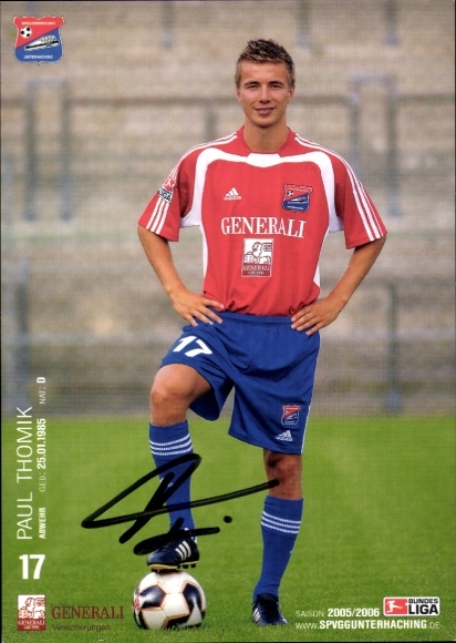 Autograph card footballer Paul Thomik, SpVgg Unterhaching, autograph