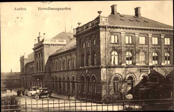 Postcard Århus Aarhus Denmark, Hovedbanegaarden