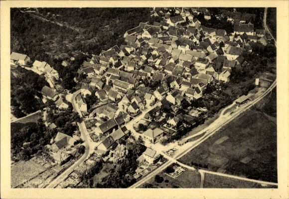 Ak Gommersdorf Krautheim an der Jagst, Luftaufnahme eines kleinen Dorfes, dicht bebaute Häuser, l