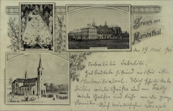 Postcard Marienthal Geisenheim am Rhein Hesse, pilgrimage church, priest's house, miraculous image