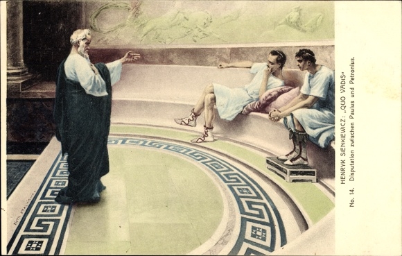 Artists Postcard Stachiewicz, Piotr, Henryk Sienkiewicz, Quo Vadis, Disputation between Paulus and Petronius