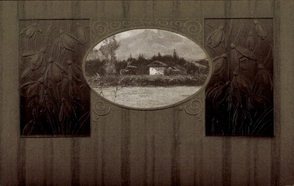 Embossed Passepartout PC House on the Water, Flowers