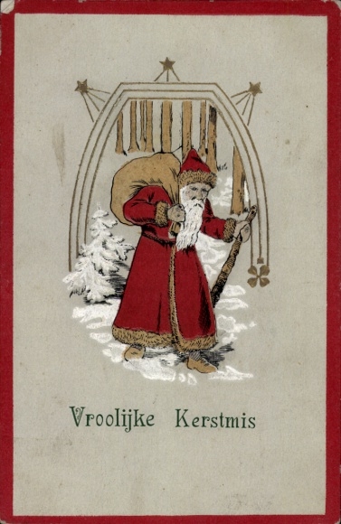 Präge Ak Glückwunsch Weihnachten, Weihnachtsmann, Sack