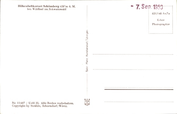 Postcard Schömberg in the Black Forest Württemberg, aerial photograph