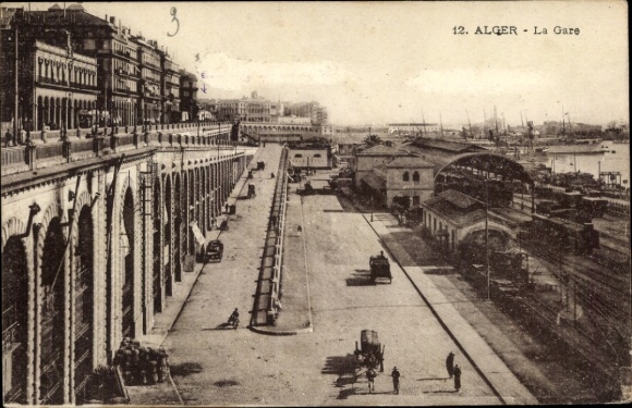 Ansichtkaart Algiers Alger Algerije, treinstation, spoorzicht