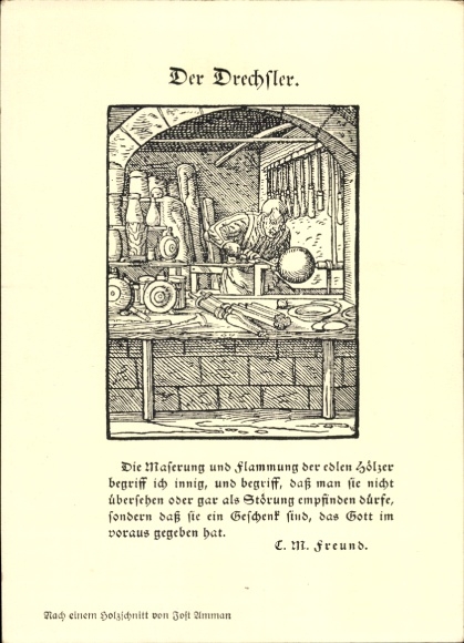 Artist Postcard Hall of Crafts Berlin 1934, Woodturner