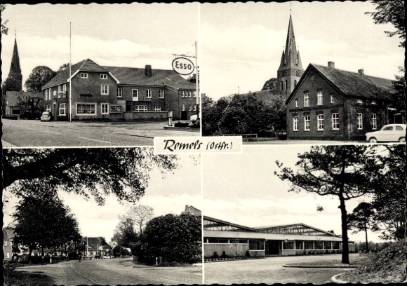 PC Remels Uplengen in East Frisia, Gasthof Kleihauer, church, street scene