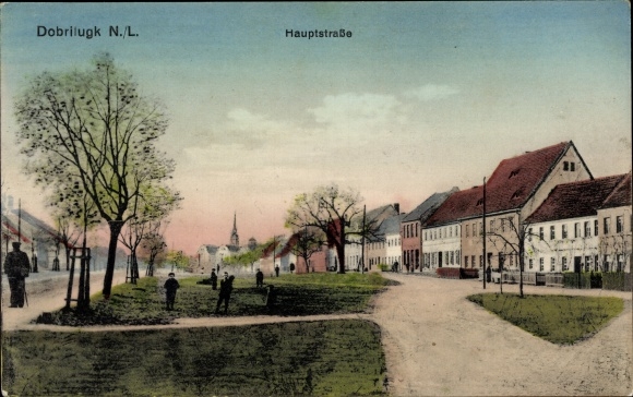 Postcard Dobrilugk Doberlug Kirchhain in Brandenburg, main street