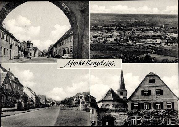 Postcard Marktbergel Middle Franconia, church, panorama, streets