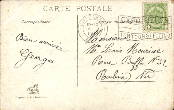 Postcard Charleroi Wallonia Hainaut, Restaurant du Faisan Dore, exhibition 1911