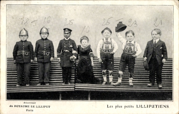 Ak Paris, Königreich Liliput, Verkleidete Liliputaner