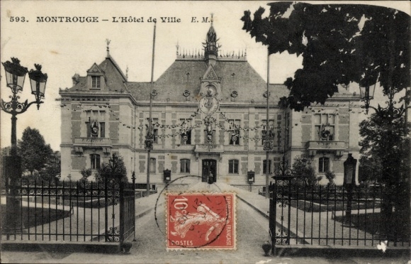 Postcard Montrouge Hauts de Seine, Town Hall