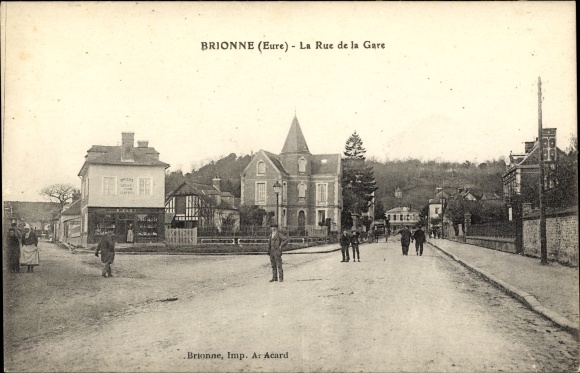 Postcard Brionne Eure, The Rue de la Gare