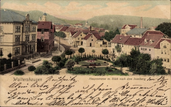Ak Waltershausen in Thüringen, Sicht auf Hauptstraße, Blick nach dem Inselberg, schöne Architektu