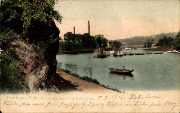 Ak Hattingen an der Ruhr, Ruhr bei Villa Bella Riva