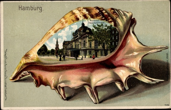 Embossed Shell Chromo-Litho Hamburg, Deutsches Schauspielhaus