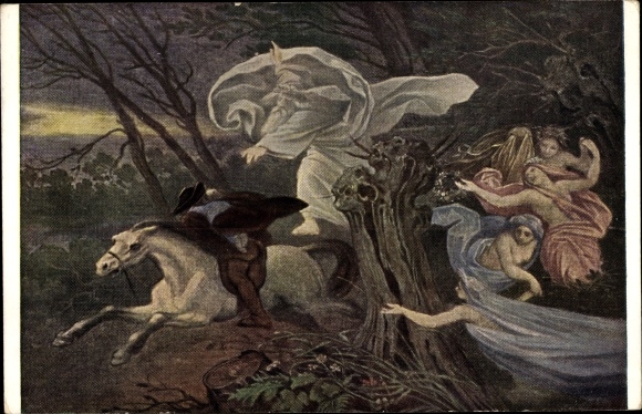Artist Postcard Schwind, Moritz von, The Erlkönig, Ackermann 2175, father with the child