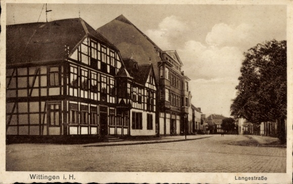 Ak Wittingen in Niedersachsen, Langestraße, Fachwerkhäuser