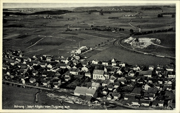 Postcard Aitrang in Swabia, aerial photograph