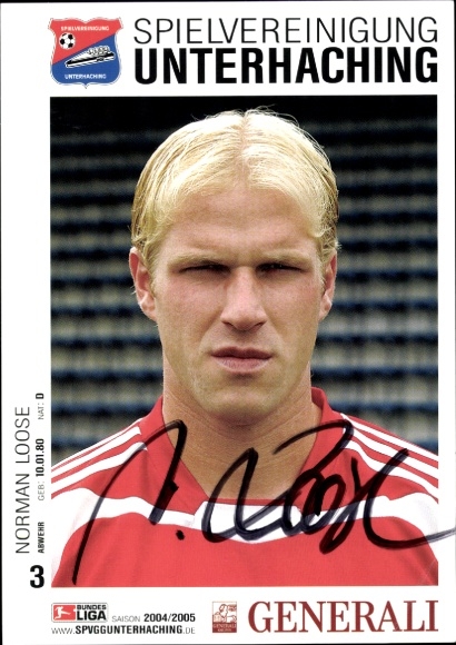 Autograph card footballer Norman Loose, SpVgg Unterhaching, autograph